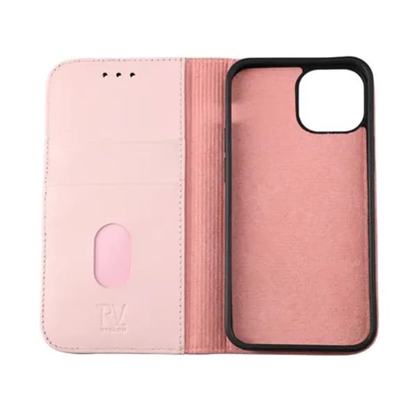 iPhone 13 Mini Plånboksfodral Läder Rvelon - Rosa