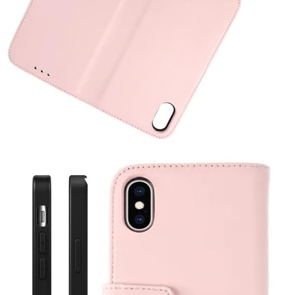 iPhone X/XS Plånboksfodral Läder Rvelon - Rosa