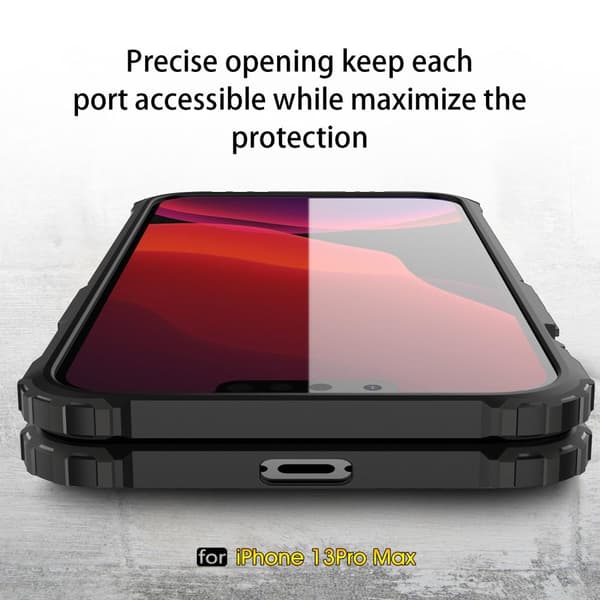 SKALO iPhone 13 Pro Max Shockproof Armor Hybrid Cover - Sort