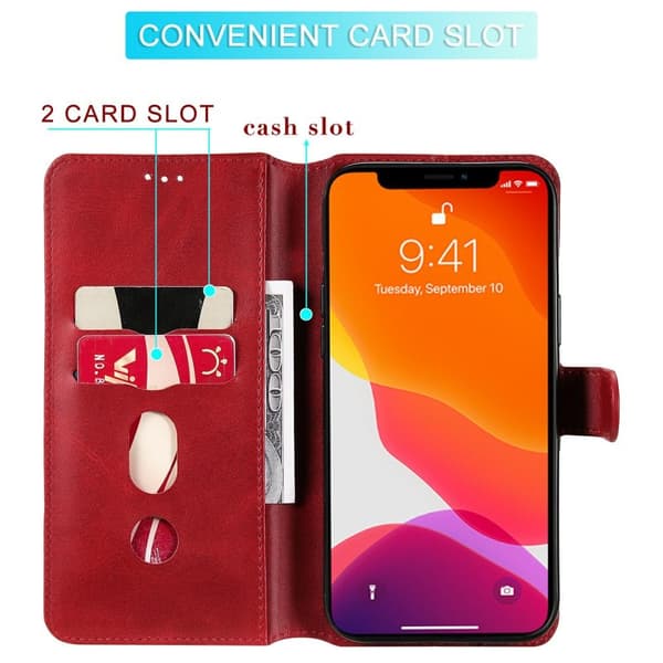 SKALO iPhone 13 Pro Max Classic Pungetui - Rød