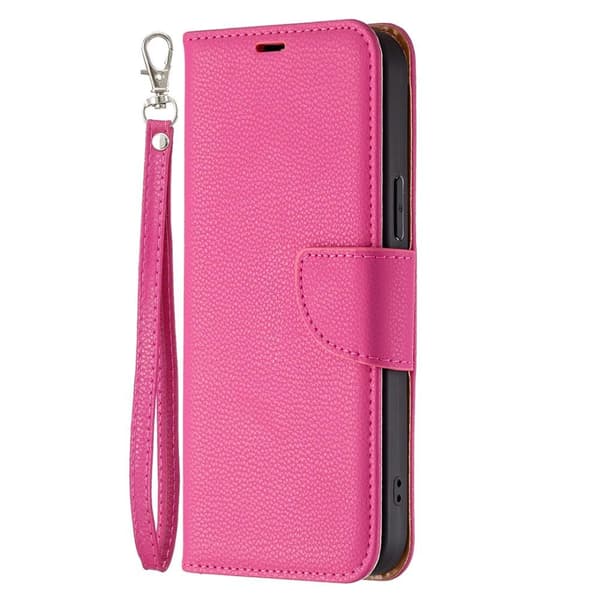 SKALO iPhone 13 Pro Max Premium Litchi Plånbok - Cerise