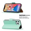Miniatyrbillede 4 af 8: SKALO iPhone 13 Pro Max Premium Litchi Flip Cover - Turkis