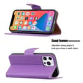 Miniatyrbillede 4 af 8: SKALO iPhone 13 Pro Max Premium Litchi Flip Cover - Lilla