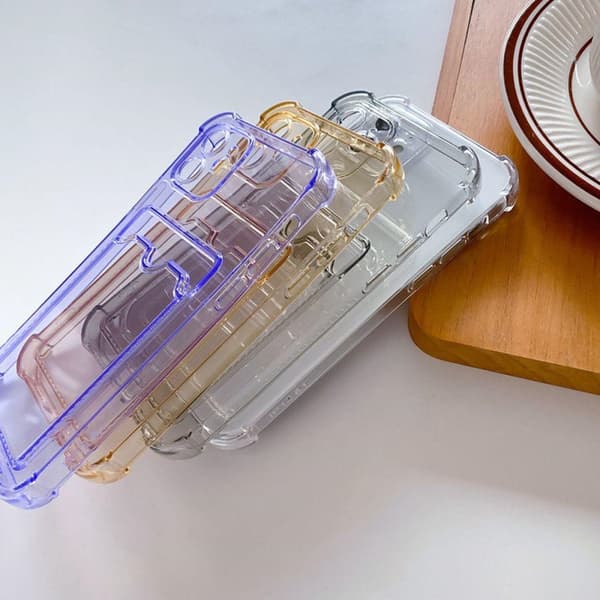 iPhone 12 Stöttåligt Skal med Korthållare - Transparent