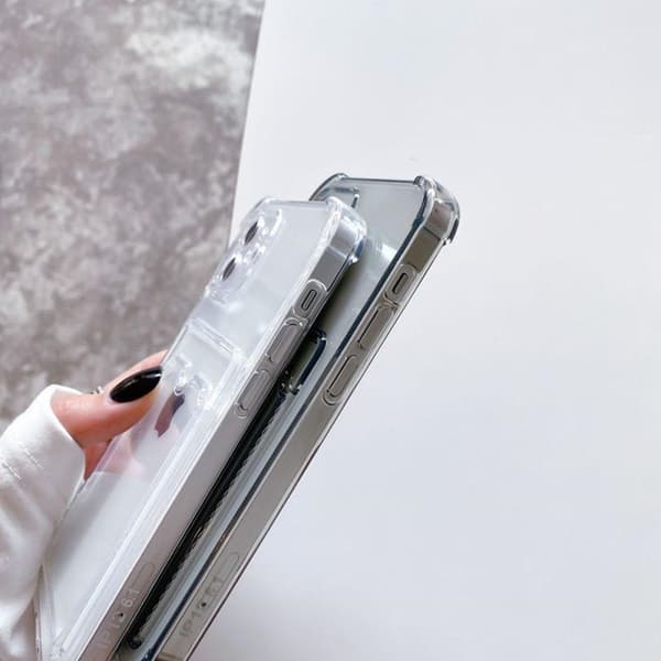 iPhone 12 Stöttåligt Skal med Korthållare - Transparent