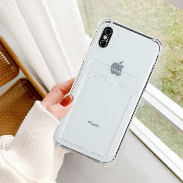iPhone X/XS Stöttåligt Skal med Korthållare - Transparent