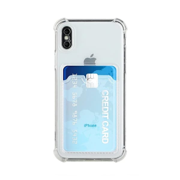 iPhone X/XS Stöttåligt Skal med Korthållare - Transparent
