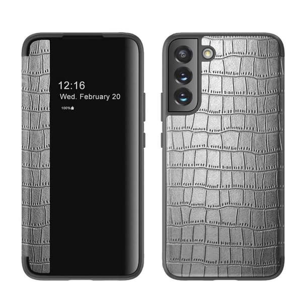 Crocodile FlipCover Samsung Galaxy S22 : Färg - Silver