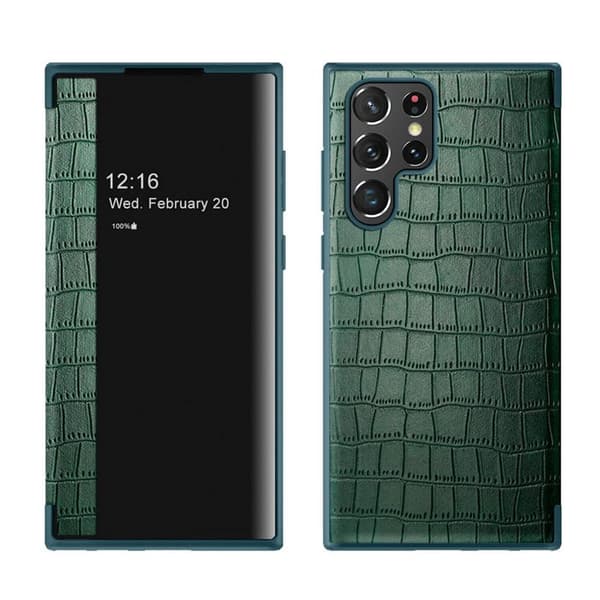 Crocodile Flipdeksel Samsung Galaxy S22 Ultra : Farge - Grønn
