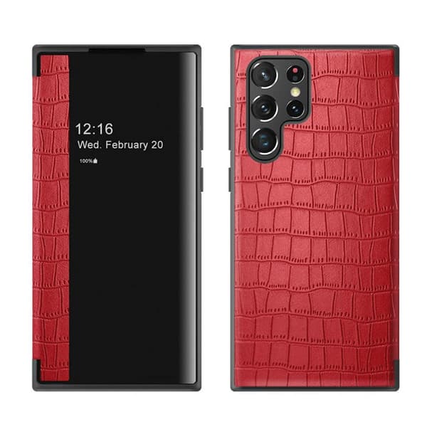 Crocodile FlipCover Samsung Galaxy S22 Ultra : farve - rød