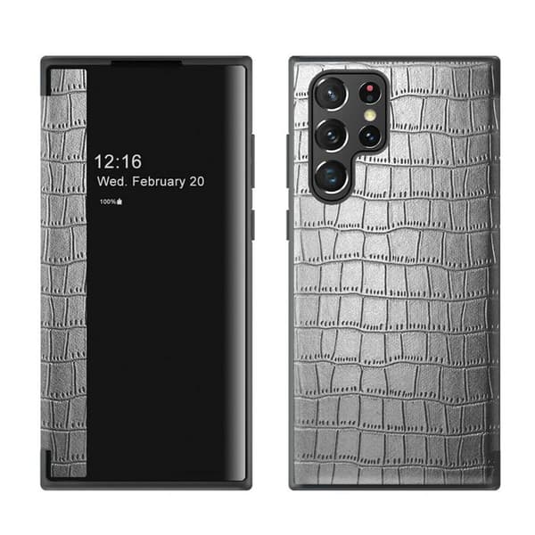 Crocodile FlipCover Samsung Galaxy S22 Ultra : farve - sølv