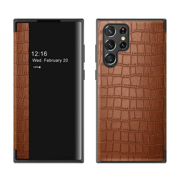 Crocodile FlipCover Samsung Galaxy S22 Ultra : farve - brun