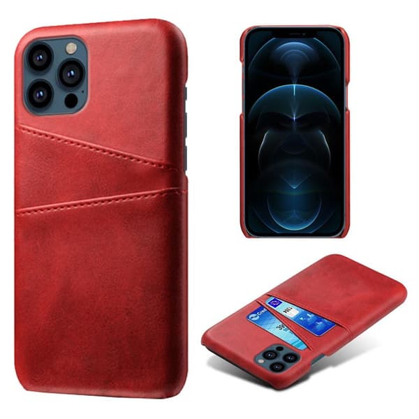 SKALO iPhone 13 Pro Max PU-læder Kortholder Cover - Rød