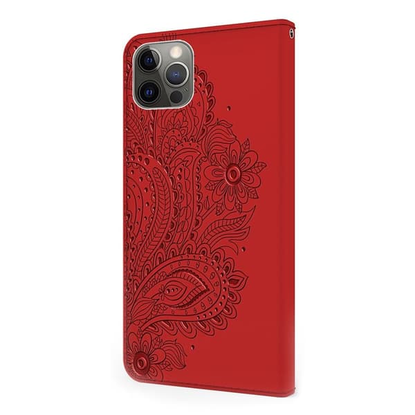 SKALO iPhone 13 Pro Max Mandala Flip Cover - Rød