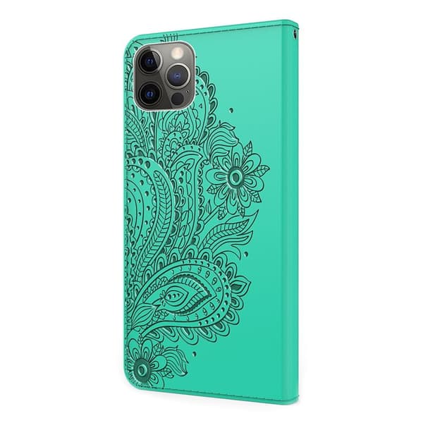 SKALO iPhone 13 Pro Max Mandala Plånboksfodral - Turkos