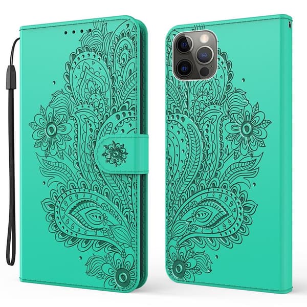 SKALO iPhone 13 Pro Max Mandala Plånboksfodral - Turkos