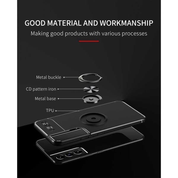 Samsung S21 FE Praktisk stødsikkert cover med ringholder V3