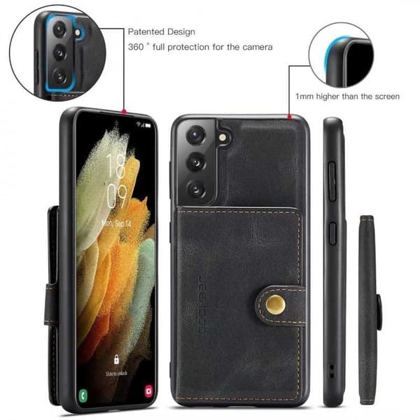 Samsung S21 FE Iskunkestävä kotelo magneettikorttitelineellä JeeHood