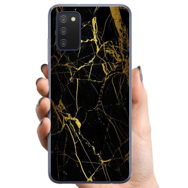 Samsung Galaxy A03s TPU Matkapuhelimen kuori Marmori Musta & Kulta