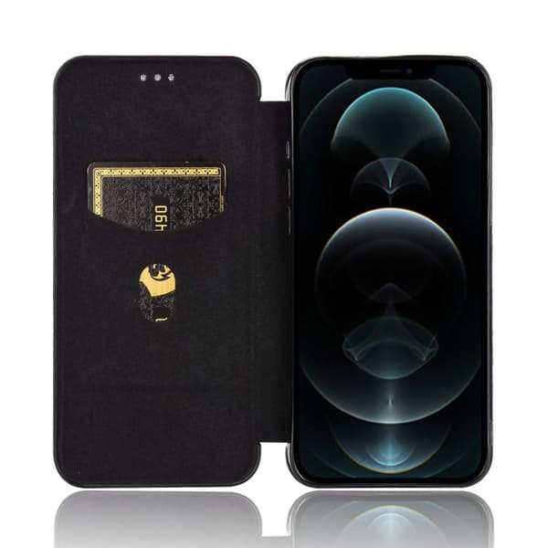 SKALO iPhone 13 Pro Max Carbon Fiber Pungetui - Sort