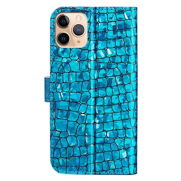 SKALO iPhone 13 Pro Max Croco Glittery tegnebog etui - Blå