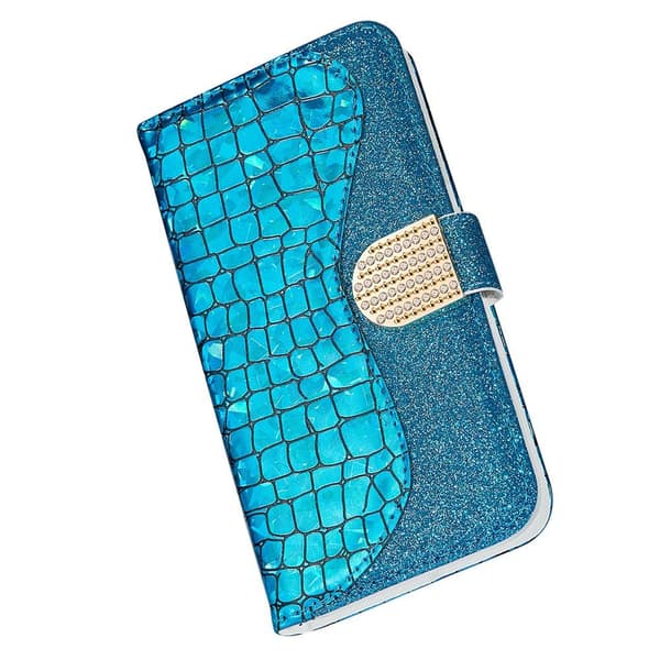 SKALO iPhone 13 Pro Max Croco Glittery tegnebog etui - Blå