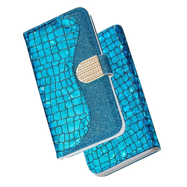 SKALO iPhone 13 Pro Max Croco Glittery tegnebog etui - Blå