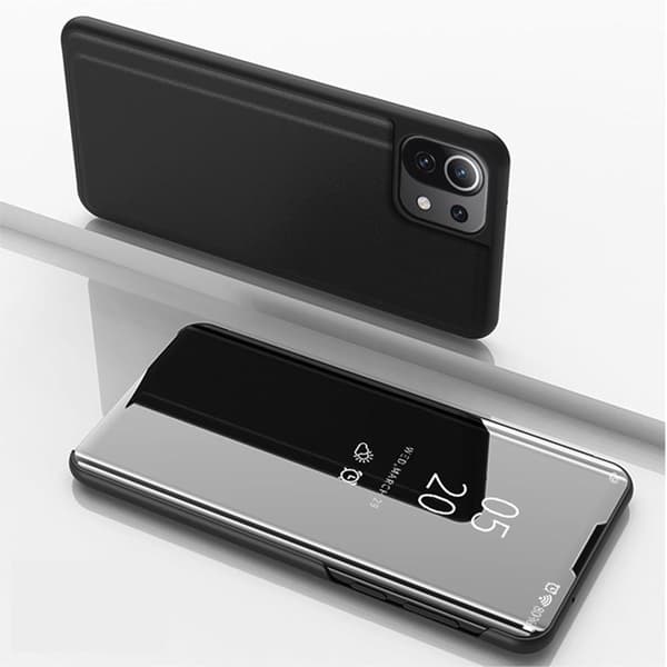 SKALO Xiaomi Mi 11 Lite Clear View Mirror Lompakko - Musta