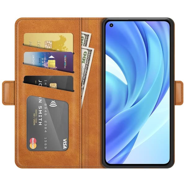 SKALO Xiaomi Mi 11 Lite Premium Plånboksfodral - Ljusbrun