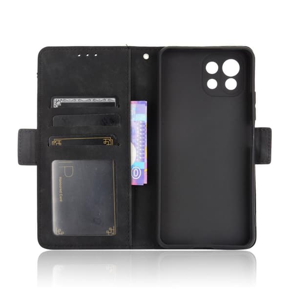 SKALO Xiaomi Mi 11 Lite 6-lokeroa Lompakkokotelo - Musta