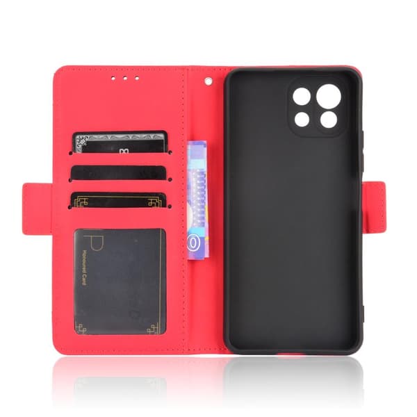SKALO Xiaomi Mi 11 Lite 6-lokeroa Lompakkokotelo - Punainen