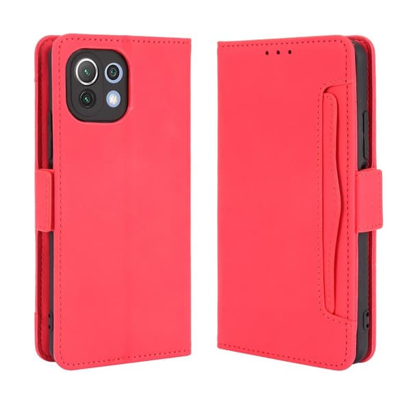 SKALO Xiaomi Mi 11 Lite 6-lokeroa Lompakkokotelo - Punainen