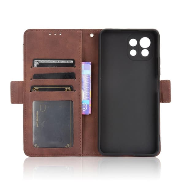 SKALO Xiaomi Mi 11 Lite 6-lokeroa Lompakkokotelo - Ruskea