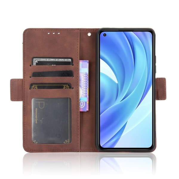 SKALO Xiaomi Mi 11 Lite 6-lokeroa Lompakkokotelo - Ruskea