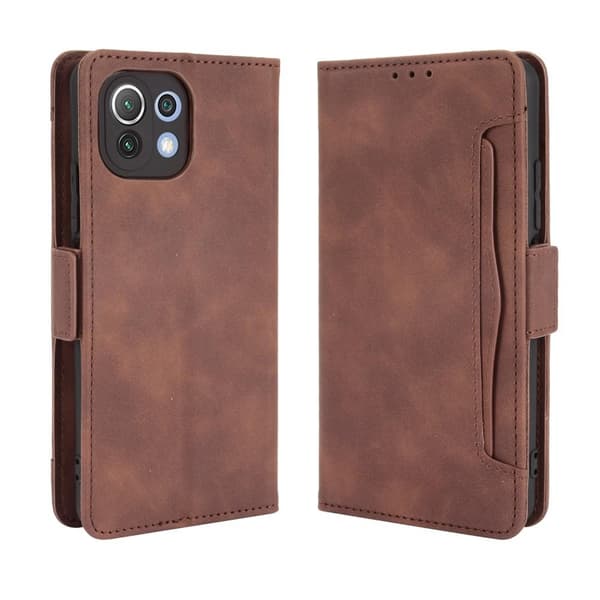 SKALO Xiaomi Mi 11 Lite 6-lokeroa Lompakkokotelo - Ruskea