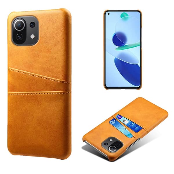 SKALO Xiaomi Mi 11 Lite PU-nahkainen Korttikotelo - Vaaleanruskea