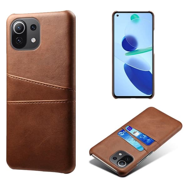 SKALO Xiaomi Mi 11 Lite PU-nahkainen Korttikotelo - Ruskea
