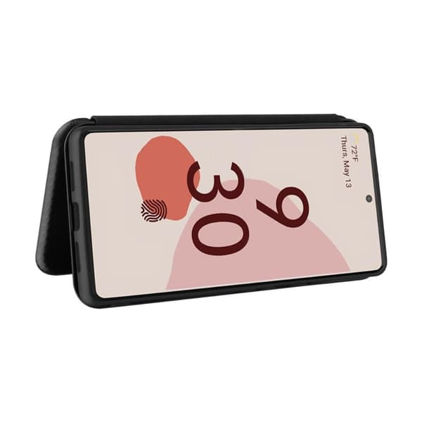 SKALO Google Pixel 6 Carbon Fiber Lompakkokotelo - Musta