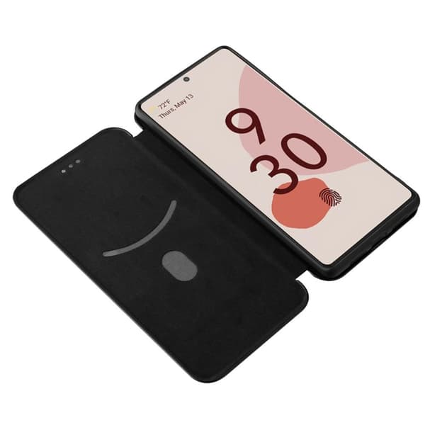 SKALO Google Pixel 6 Carbon Fiber Lompakkokotelo - Musta