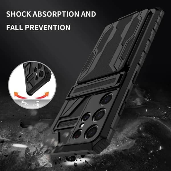 Samsung Galaxy S22 ULTRA 5G, SHOCKPROOF Kansi / kotelo, 2 luottokorttipidikettä