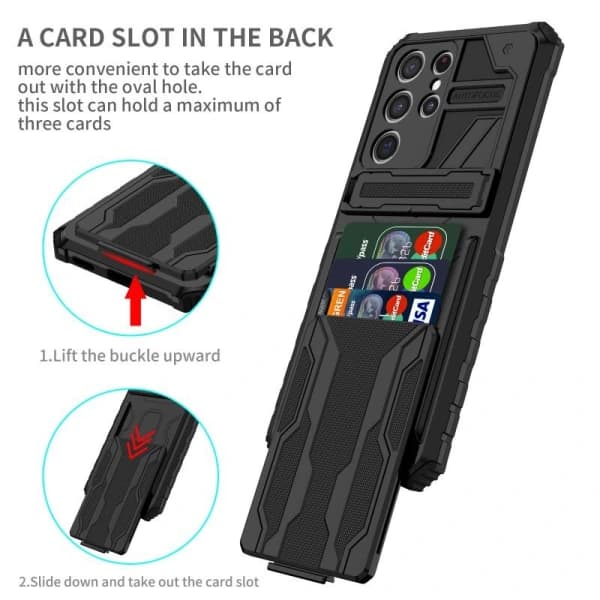Samsung Galaxy S21 ULTRA-5G, cover / etui med 3 kreditkortholdere