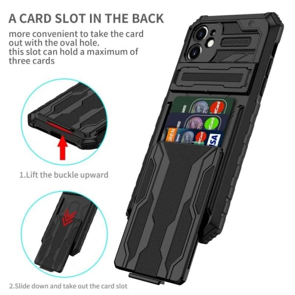 Iphone 11, cover / etui med 3 kreditkortholdere-Anti-Shock Armor Kickstand