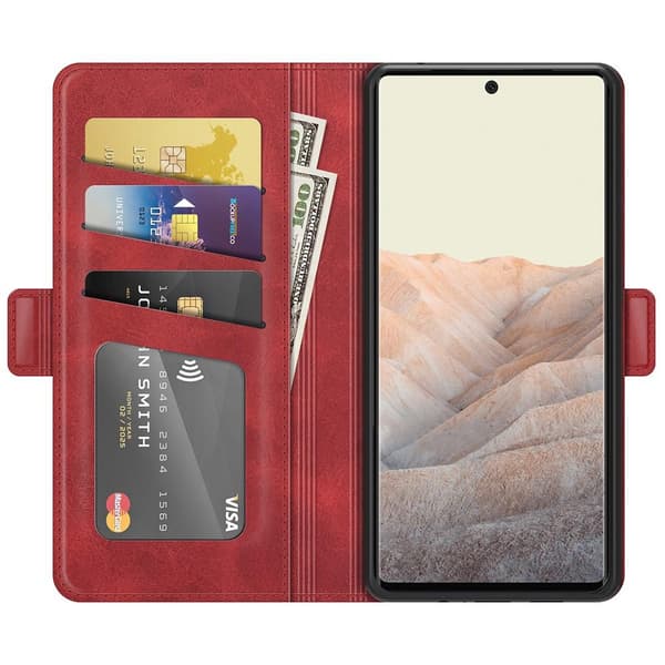 SKALO Google Pixel 6 Premium Wallet Lompakkokotelo - Punainen