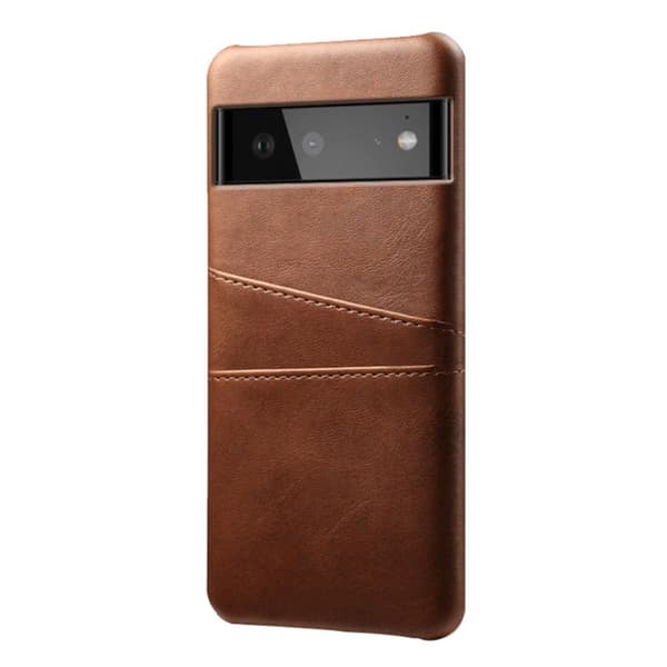 SKALO Google Pixel 6 PU-nahkainen Korttikotelo - Tummanruskea
