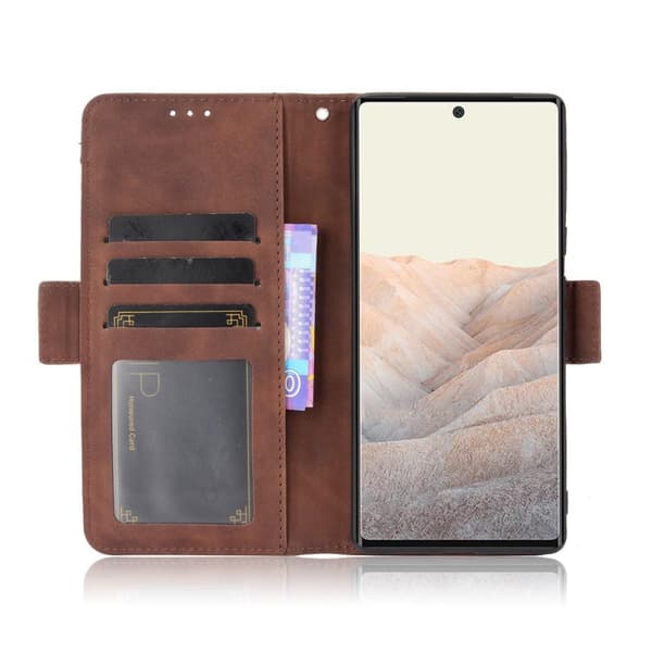 SKALO Google Pixel 6 Pro 6-lokeroa Lompakkokotelo - Ruskea