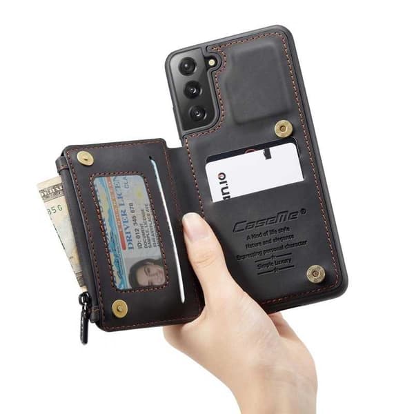 Samsung S21 FE Skal Korthållare & Dragkedja 4-FACK CaseMe Flippr