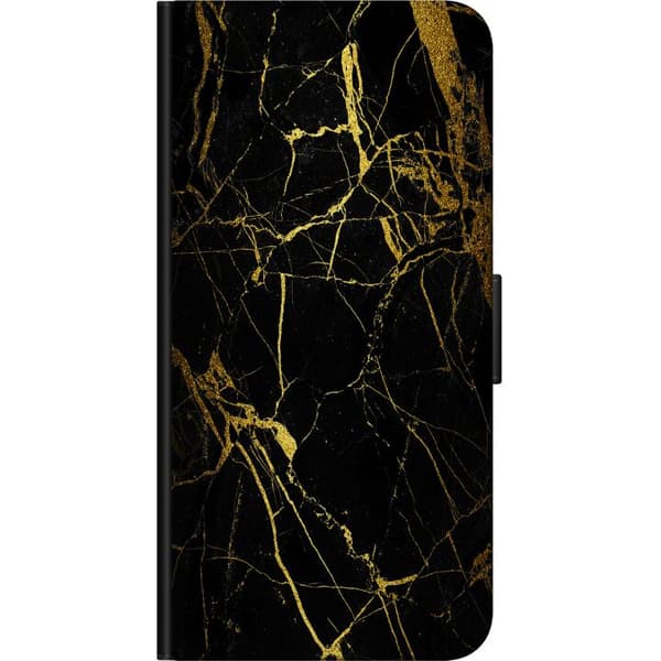 Sony Xperia XA2 Tegnebogsetui Marmor Sort & Guld