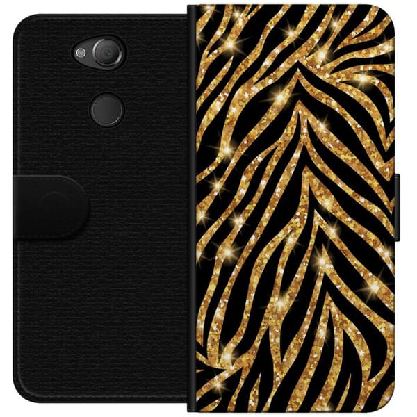 Sony Xperia XA2 Tegnebogsetui Guld & Glitter