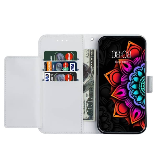 Flower wallet cover 4-kort Samsung Galaxy S22 Ultra - Hvid