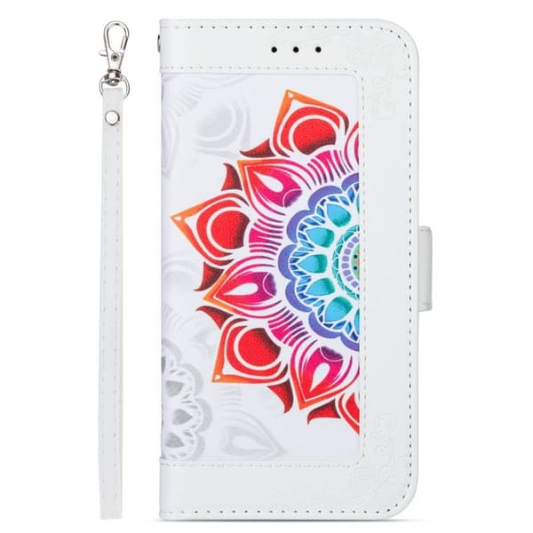 Flower wallet cover 4-kort Samsung Galaxy S22 Ultra - Hvid